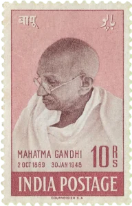 Stamp featuring Mahatma Gandhi