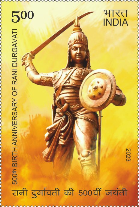 500th Birth Anniversary of Rani Durgavati Rani Durgavati, the descendant of the famous Chandela dynasty of Mahoba, and the queen of the Gond kingdom of Garha-Katanga, took on the might of the Mughal Empire with great courage and leadership. Gond tribe is a prominent tribe in central India known for their rich cultural heritage and resilience. Rani Durgavati, like many other women of her times, chose to embrace death rather than falling into the hands of the enemy. It is said that since she was born on the festival of Durgashtami, her parents named her Durgavati, after the fierce Hindu goddess Durga. She proved to be a human embodiment of the deity. She is remembered today for her sacrifices and as a defender of her culture and a symbol of pride and honour. Durgavati was born on 5 October 1524 in Kalinjar, one of the most important forts of medieval India, which lies in the Banda district of the state of Uttar Pradesh. It was held by her father Raja Salbahan of Ratha and Mahoba, a scion of the famous Chandelas who had built the Khajuraho temples and had rebuffed the attacks of Mahmud Ghazni in the past. At the age of 18, she was married to Dalpat Shah, son of the Gond King Sangram Shah of Garha-Katanga, strengthening an alliance between the two royal families. The small kingdom of Garha-Katanga emerged in central India in the aftermath of Timur’s invasion (1398), when the feeble Sultanate rule over this region was thrown off by King Yadavrai. The name of the kingdom was derived from the principal town called ‘Garha’ and a village called ‘Katanga’ located 4 miles west of the city of Jabalpur. Dalpat Shah died in the year 1548, leaving behind a minor son, Bir Narayan, as the heir. Rani Durgavati installed Bir Narayan on the throne and she took on the reins of the government. She was assisted by two able ministers, Adhar Kayastha and Man Brahman. Rani Durgavati administered the kingdom and took it to such high levels of prosperity that people paid taxes in gold coins and elephants. She constructed reservoirs such as the Ranital, Cherital and Adhartal, for the benefit of her people. She was a patron of learning, and allowed Acharya Bitthalnath to establish a seat of the Pushtimarg cult at Garha. Rani Durgavati consolidated the boundaries of her kingdom. She personally led her army to quell rebellions. Her kingdom stretched 300 miles from east to west and 160 miles from north to south. According to a contemporary Persian source, the Tarikh-i-Firishta, Durgavati repulsed Baz Bahadur, the ruler of Malwa, who had attacked her kingdom between 1555 and 1560. The Mughal Governor of Kara-Manikpur, Asaf Khan, launched a completely unprovoked attack on Rani’s kingdom in 1564. Equipped with a large imperial army, Asaf Khan marched into Garh-Katanga and arrived at Damoh. Durgavati with her small force was able to defeat the Mughals and push back them at least three times. However, the Mughals regrouped with a strong contingent comprising 10,000 cavalry, infantry and artillery and overwhelmed her forces. The Rani continued fighting until two arrows struck her, one in her right temple and the other in her neck. She pulled them out but fell unconscious. On regaining consciousness, she realised that she had lost the day. She asked her mahavat, Adhar Baghela, to kill her with his dagger. Baghela refused but offered to take her to a safe place. The Rani realised that they would not be able to go too far and would soon fall into the hands of the enemy. She now took out her dagger and stabbed herself in her heart. Thus, on the 24 June, 1564, died the brave Rani Durgavati who chose death against dishonour. Her men cremated her in a narrow mountain pass some 12 miles from Jabalpur. The Mughal encounter with the Rani was documented by Abul Fazl, Akbar’s chronicler and other Persian writers. Abul Fazl wrote of Durgavati that she was a combination of beauty, grace and manlike courage and bravery. The story of Durgavati was also chronicled many years later by the British Colonel, Sleeman, who spoke about the Rani as being the most revered of all sovereigns who ruled over Garh-Katanga. A memorial of Rani Durgavati has been built in Jabalpur at the same place where the Rani had attained martyrdom. A ceremony is held here on 24 June each year, which is celebrated as ‘Balidan Divas’ or Martyr’s Day, in honour of the Rani. In 1983 the name of Jabalpur University was changed to Rani Durgavati University and a museum has been named after her. In 1988 a postage stamp was issued in her honour. In 2018, the Indian Coast Guard commissioned the 3rd Inshore Patrol Vessel (IPV) called ‘ICGS Rani Durgavati’ at its district headquarters in Vishakapatnam. However, the most enduring memorial of the Rani is the collective memory of the people, where she has found a place of great regard. Her story has become a legend which forms the theme of songs and tales, through which she stays alive in the hearts of the people every day. Department of Posts is pleased to issue Commemorative Postage Stamp on 500th Birth Anniversary of Rani Durgavati and pay homage to this icon of national pride and sacrifice who continues to inspire the youth and millennials during Amritkaa