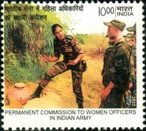 Woman Officer and Soldiers