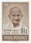 Indian postage stamp featuring Gandhi