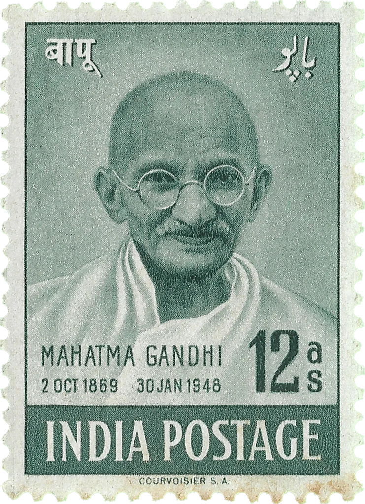 Indian postage stamp featuring Gandhi