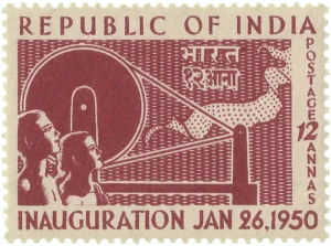 Indian postage stamp featuring charkha