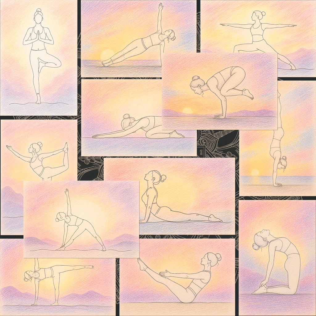 Yoga Postcards – 12 Inspirational Yoga Poses Collection
